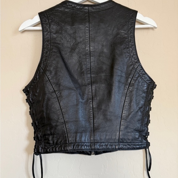 Vintage Michael Hoban North Beach Leather 90s Soft Vest Lace Up Sides Women 7/8 - Picture 3 of 8